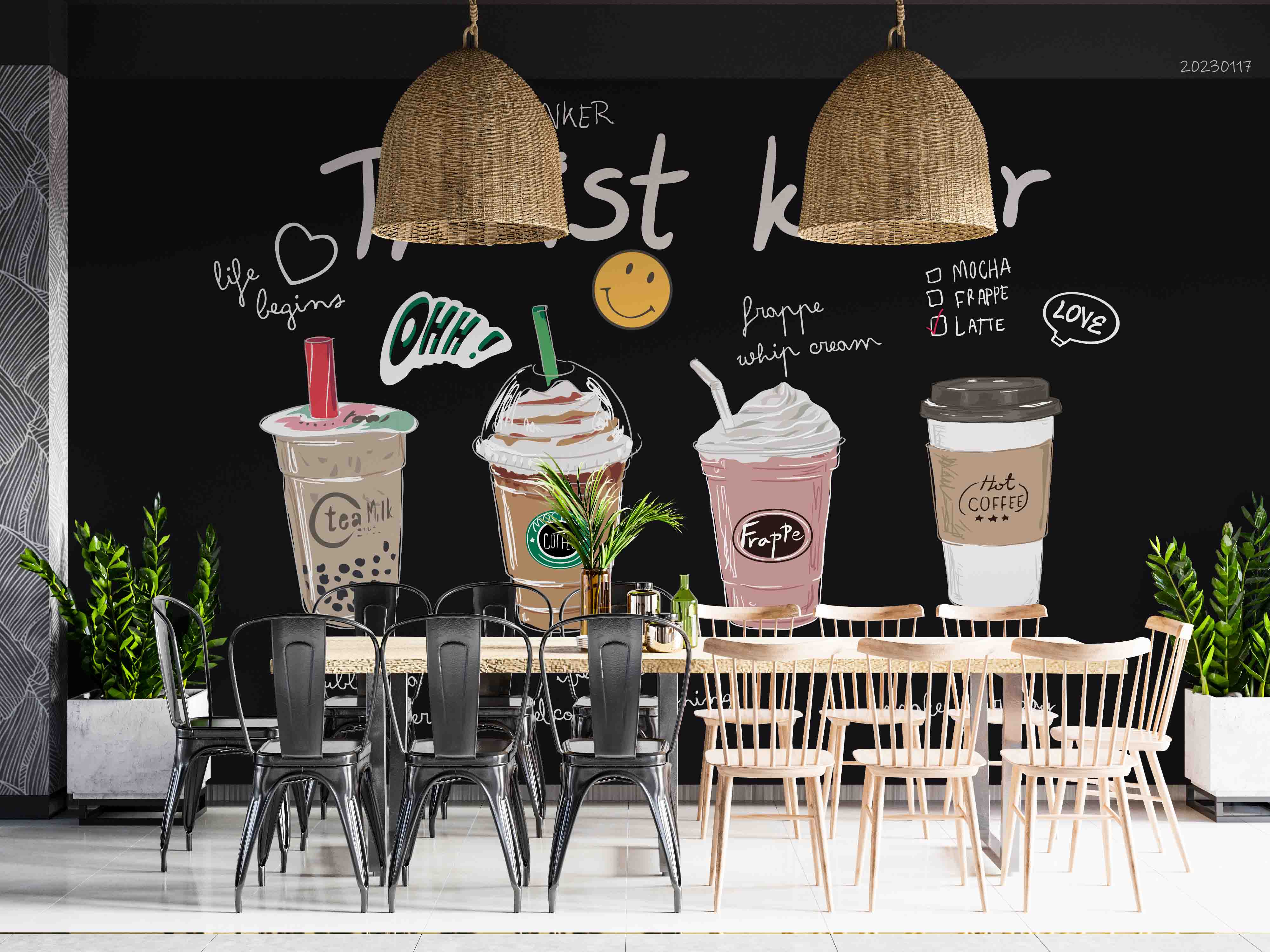 3D Bubble Tea Summer Drinks Wall Mural Wallpaper GD 1643- Jess Art Decoration