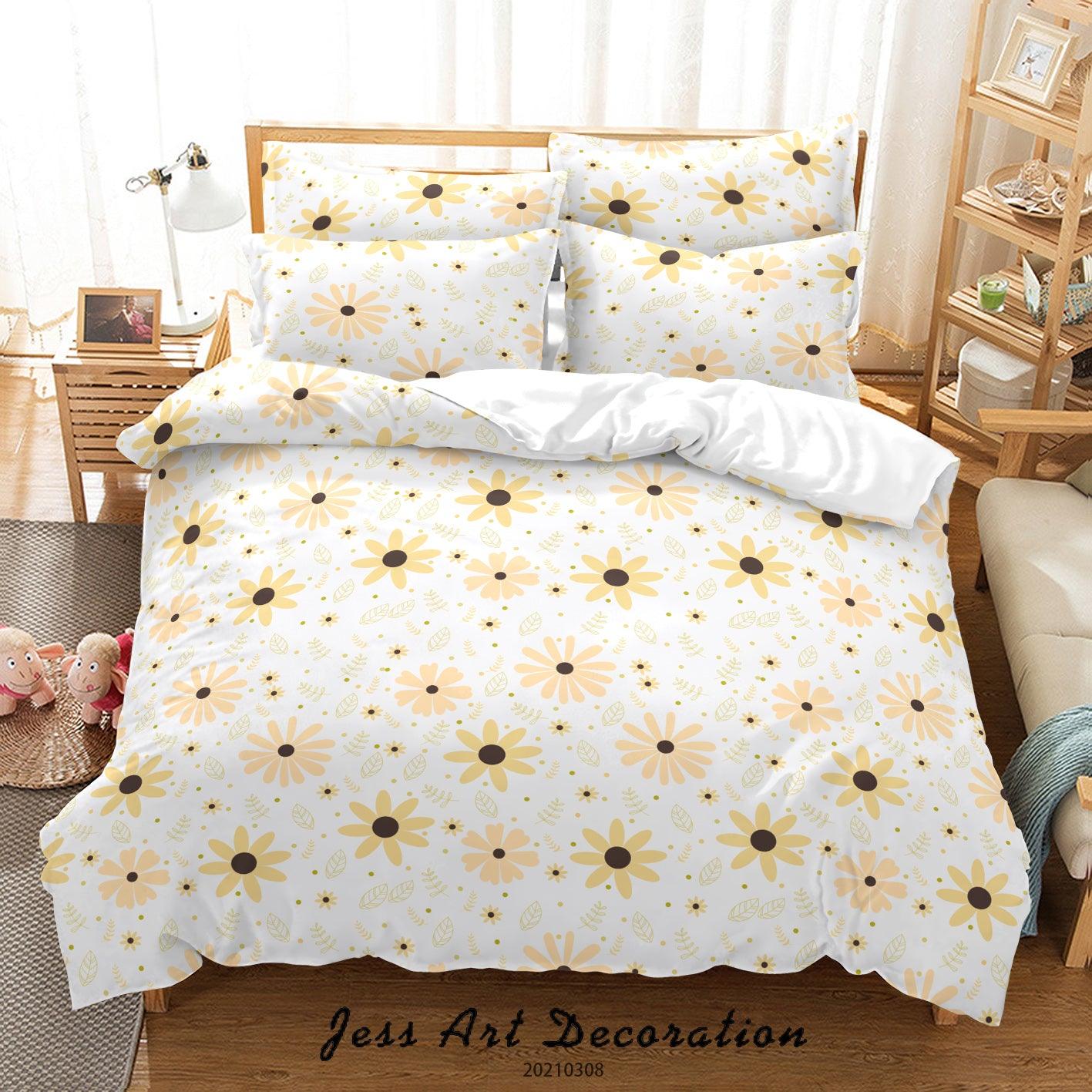 3D Watercolor Yellow Floral Quilt Cover Set Bedding Set Duvet Cover Pillowcases 12- Jess Art Decoration