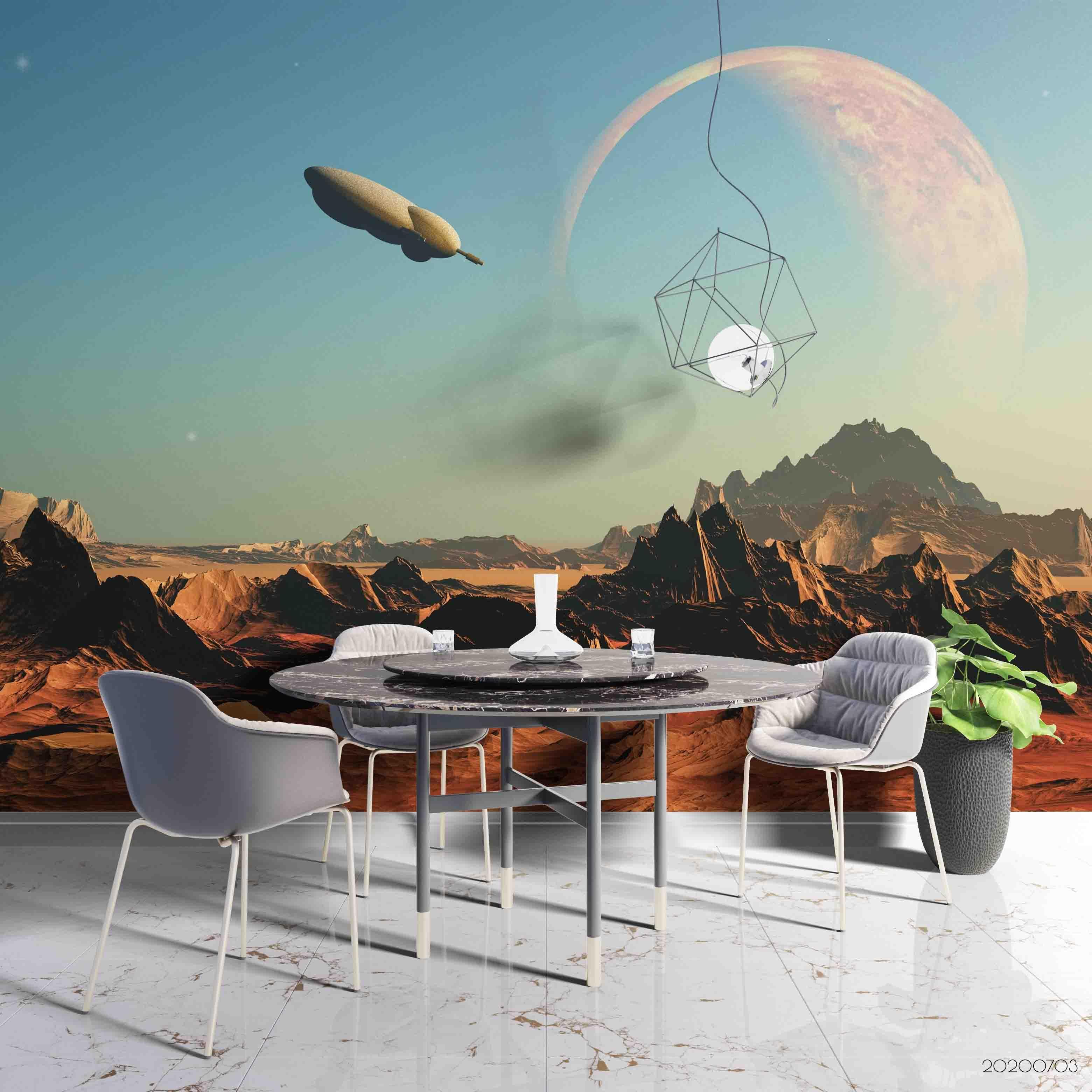3D Space Mountain Aircraft Wall Mural Wallpaper SF89- Jess Art Decoration