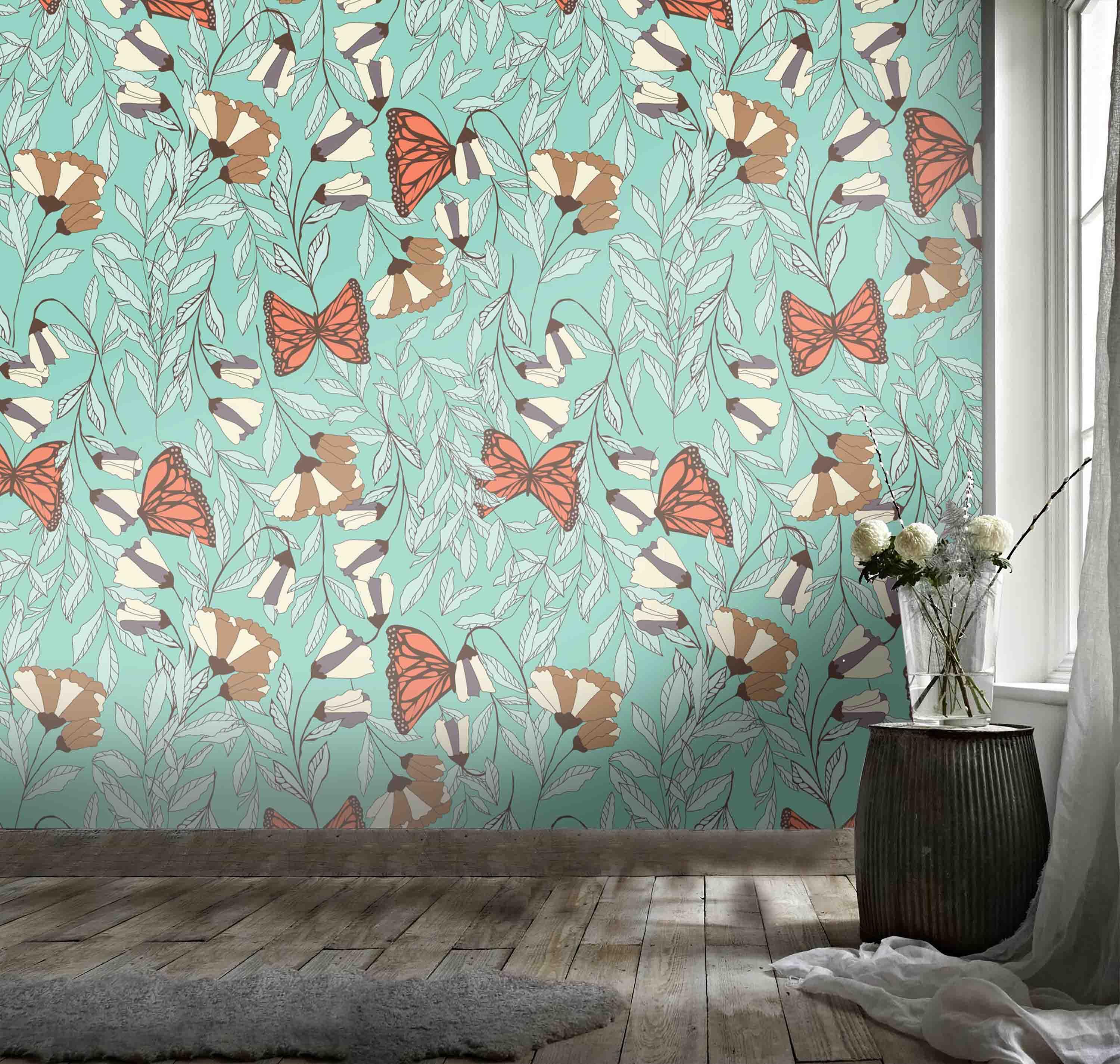 3D floral butterfly pattern wall mural wallpaper 35- Jess Art Decoration