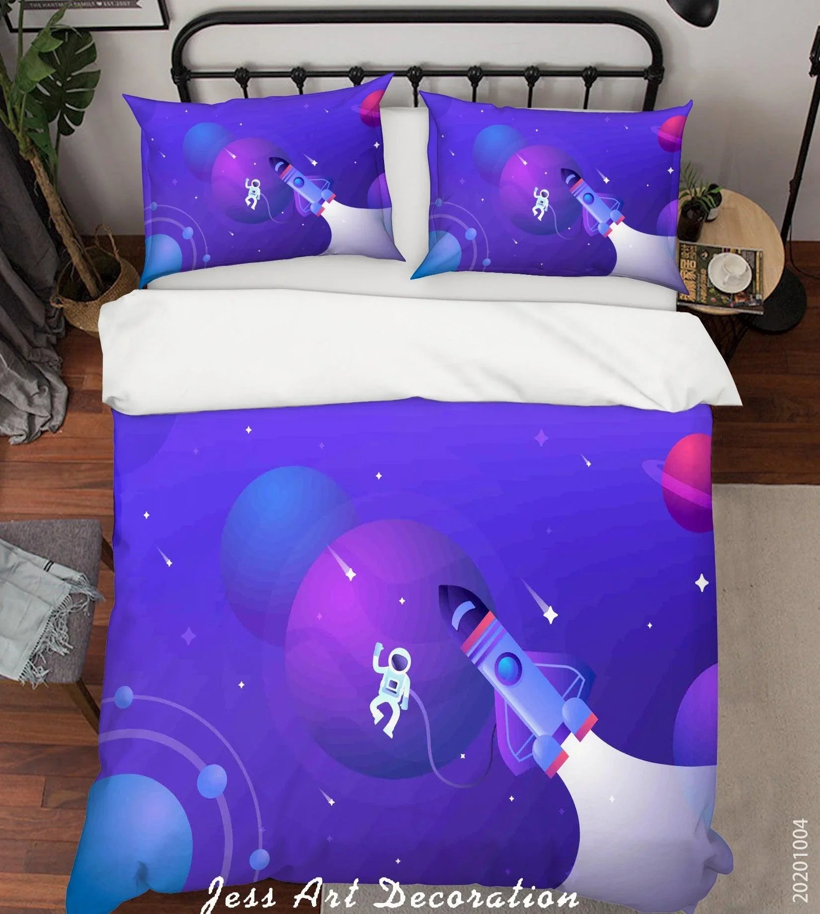 3D Planet  Astronaut Spaceship Quilt Cover Set Bedding Set Duvet Cover Pillowcases WJ 9395- Jess Art Decoration