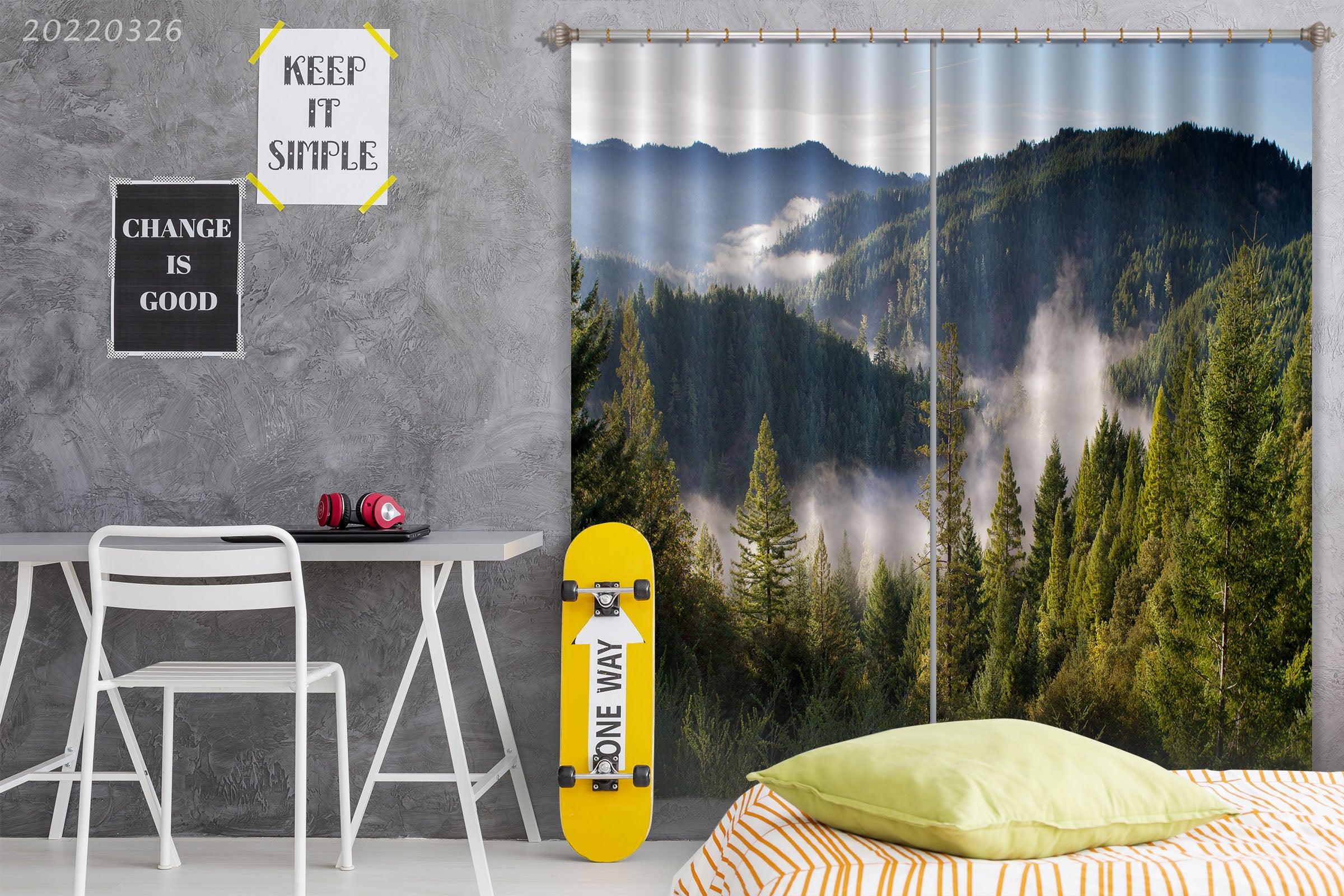 3D Landscape Mountain Forest Fog Canyon Curtains and Drapes GD 2986- Jess Art Decoration