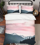 3D Pink Sky Ice Mountain Quilt Cover Set Bedding Set Duvet Cover Pillowcases LXL 278- Jess Art Decoration