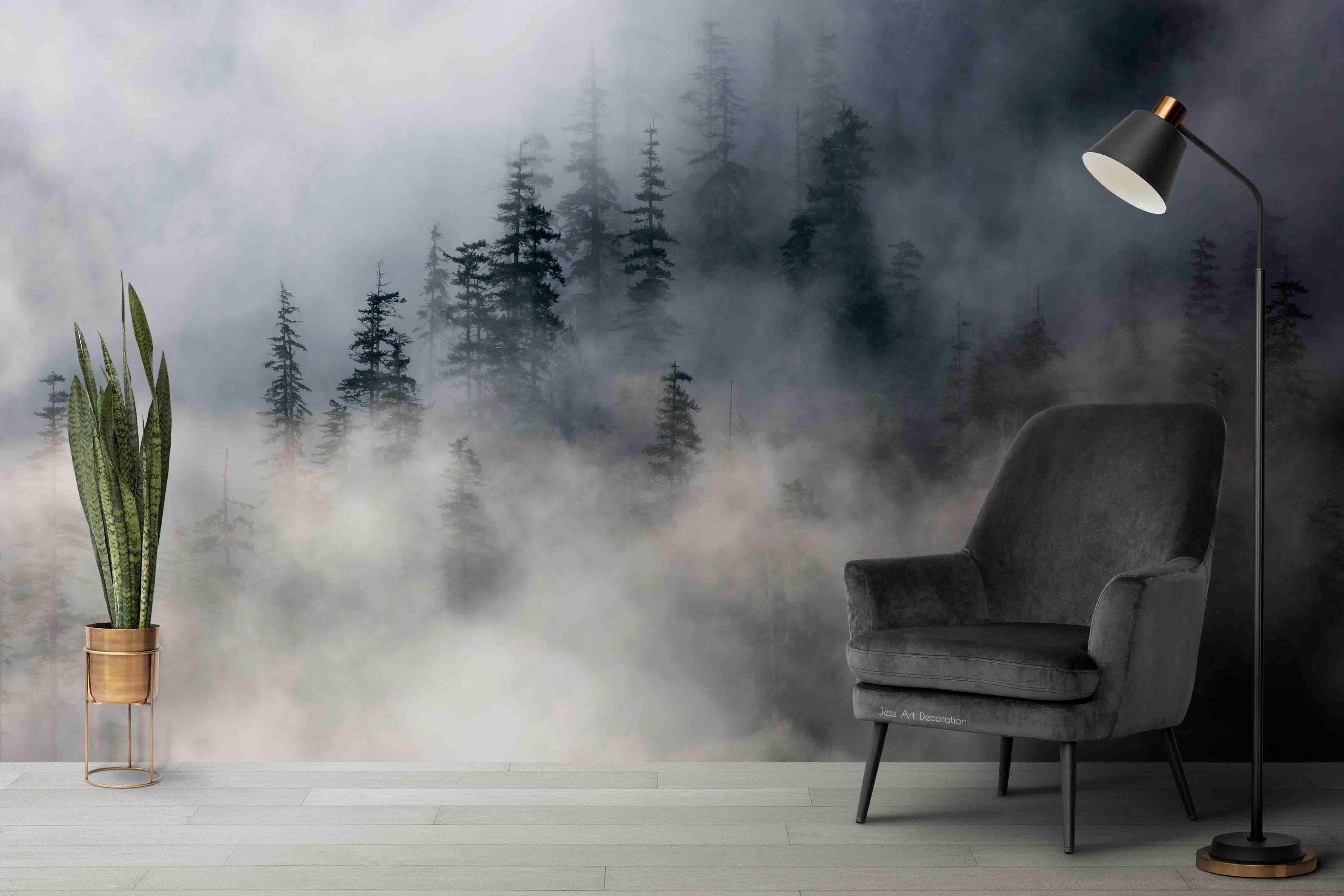 3D Black Forest Misty Wall Mural Wallpaper GD 2893- Jess Art Decoration