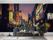 3D Night City Street View Busy Business District Wall Mural Wallpaper SWW5006- Jess Art Decoration