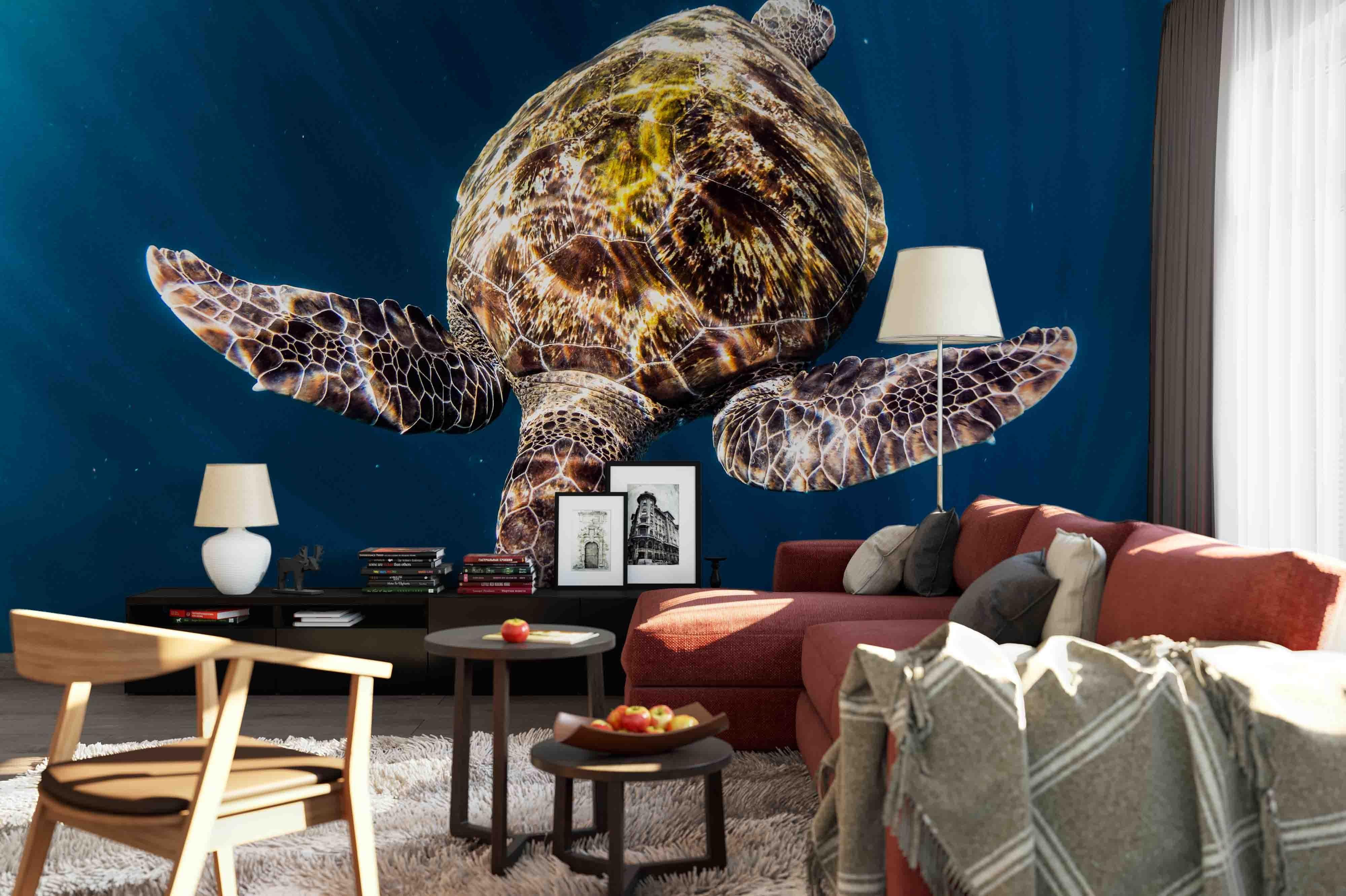 3D Blue Sea Turtle Wall Mural Wallpaper 184- Jess Art Decoration