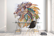 3D Colorful Lion Head Wall Mural Wallpaper 3- Jess Art Decoration