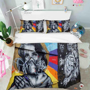 3D Abstract Colored Street Graffiti Quilt Cover Set Bedding Set Duvet Cover Pillowcases 68- Jess Art Decoration