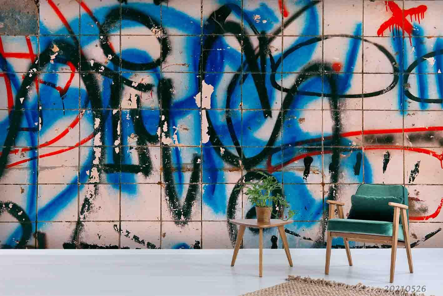 3D Abstract Graffiti Slogan Wall Mural Wallpaper SWW304- Jess Art Decoration