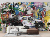 3D Graffiti Car Hero Wall Mural Wallpaper WJ 5143- Jess Art Decoration