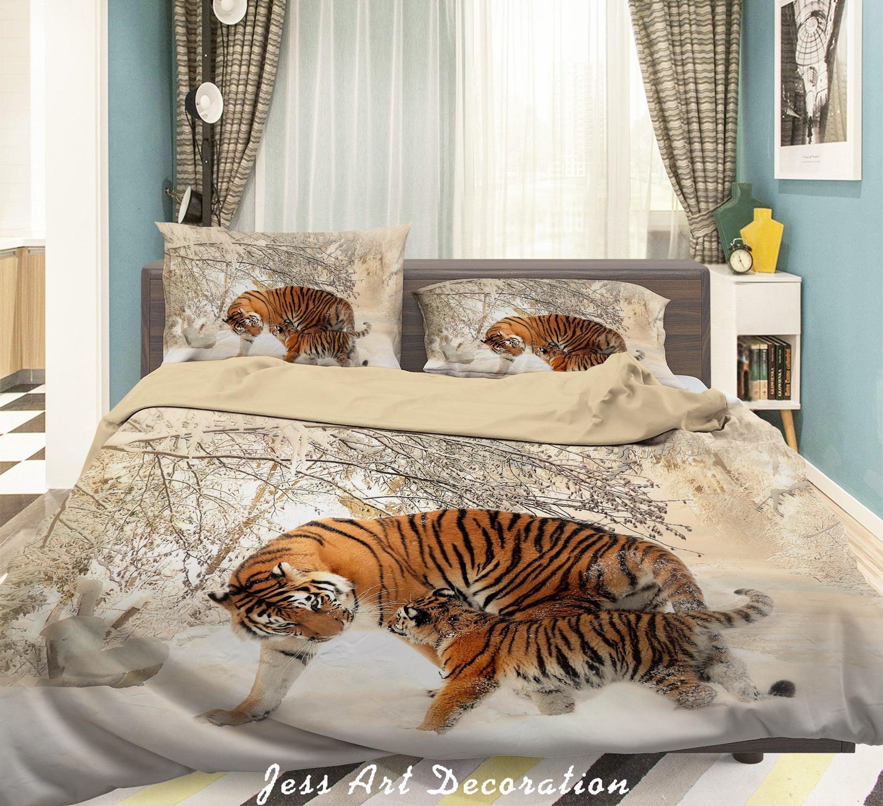 3D Snow Forest Tiger Quilt Cover Set Bedding Set Duvet Cover Pillowcases A111 LQH- Jess Art Decoration