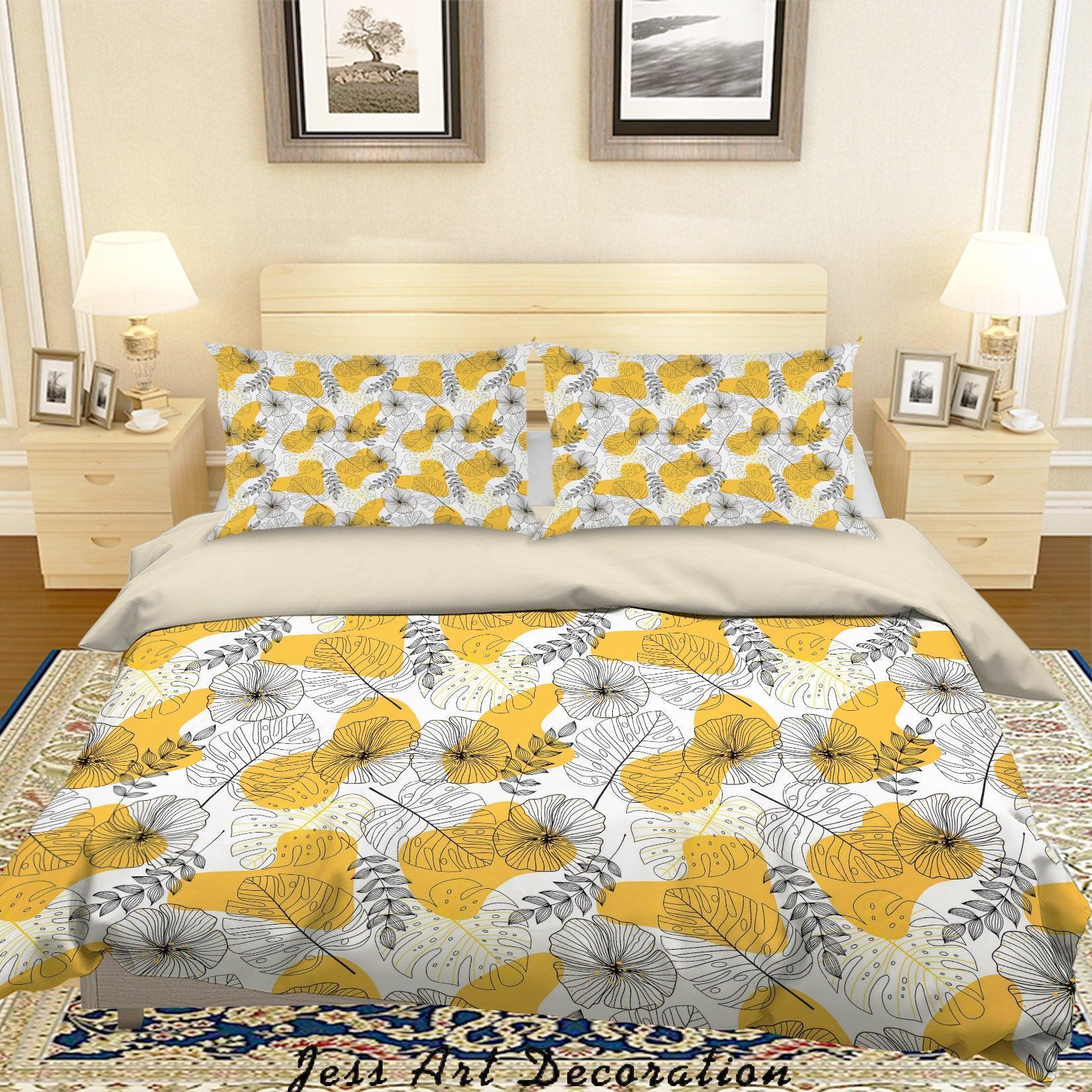 3D Hand Drawn Leaves Pattern Quilt Cover Set Bedding Set Duvet Cover Pillowcases WJ 6809- Jess Art Decoration