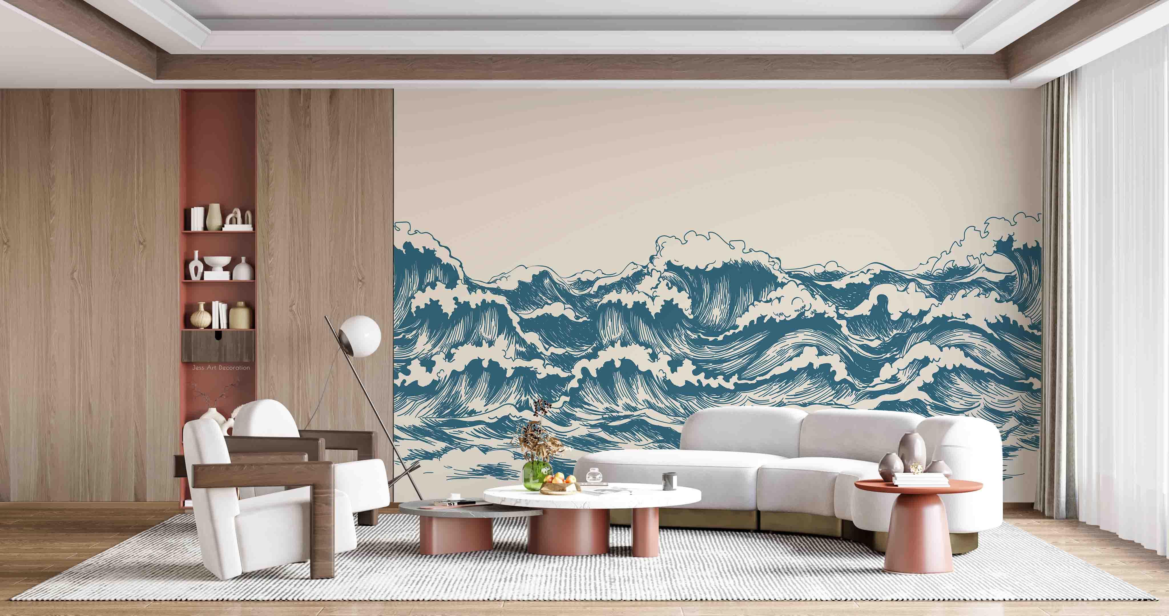 3D Abstract Blue Ocean Waves Wall Mural Wallpaper GD 2727- Jess Art Decoration