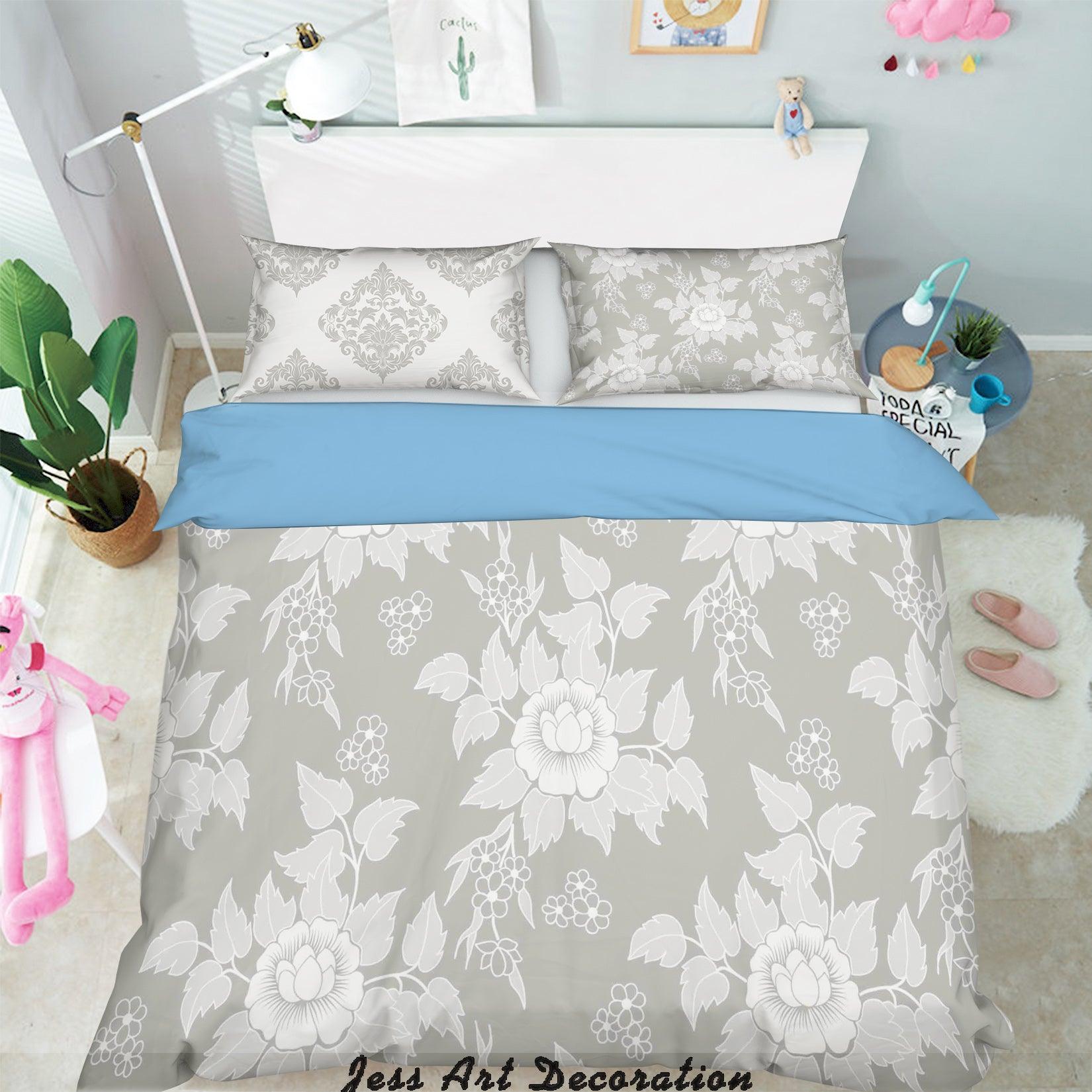 3D White Flowers Pattern Quilt Cover Set Bedding Set Pillowcases 181- Jess Art Decoration