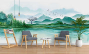 3D Mountain Trees Birds Wall Mural Wallpaper SF76- Jess Art Decoration