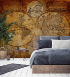 3D World Map Khaki Wall Mural Wallpaper A293 LQH- Jess Art Decoration