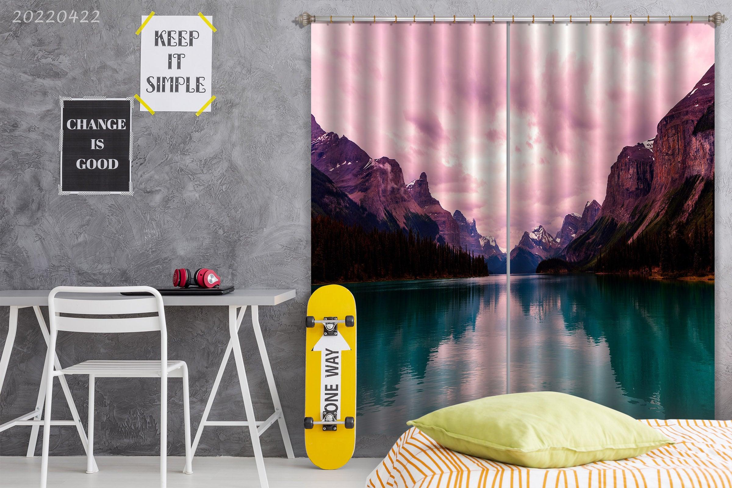 3D Landscape Peak Canyon River Tree Curtains and Drapes GD 4180- Jess Art Decoration