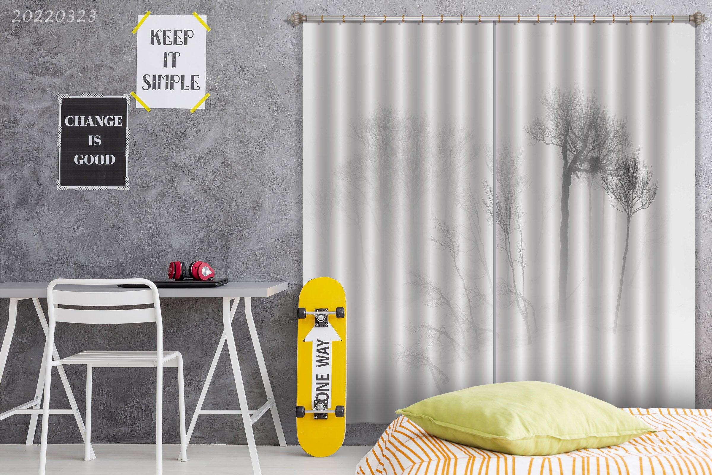 3D Winter Tree Mist Landscape Curtains and Drapes GD 2671- Jess Art Decoration