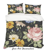 3D Black Floral Quilt Cover Set Bedding Set Pillowcases SF03- Jess Art Decoration
