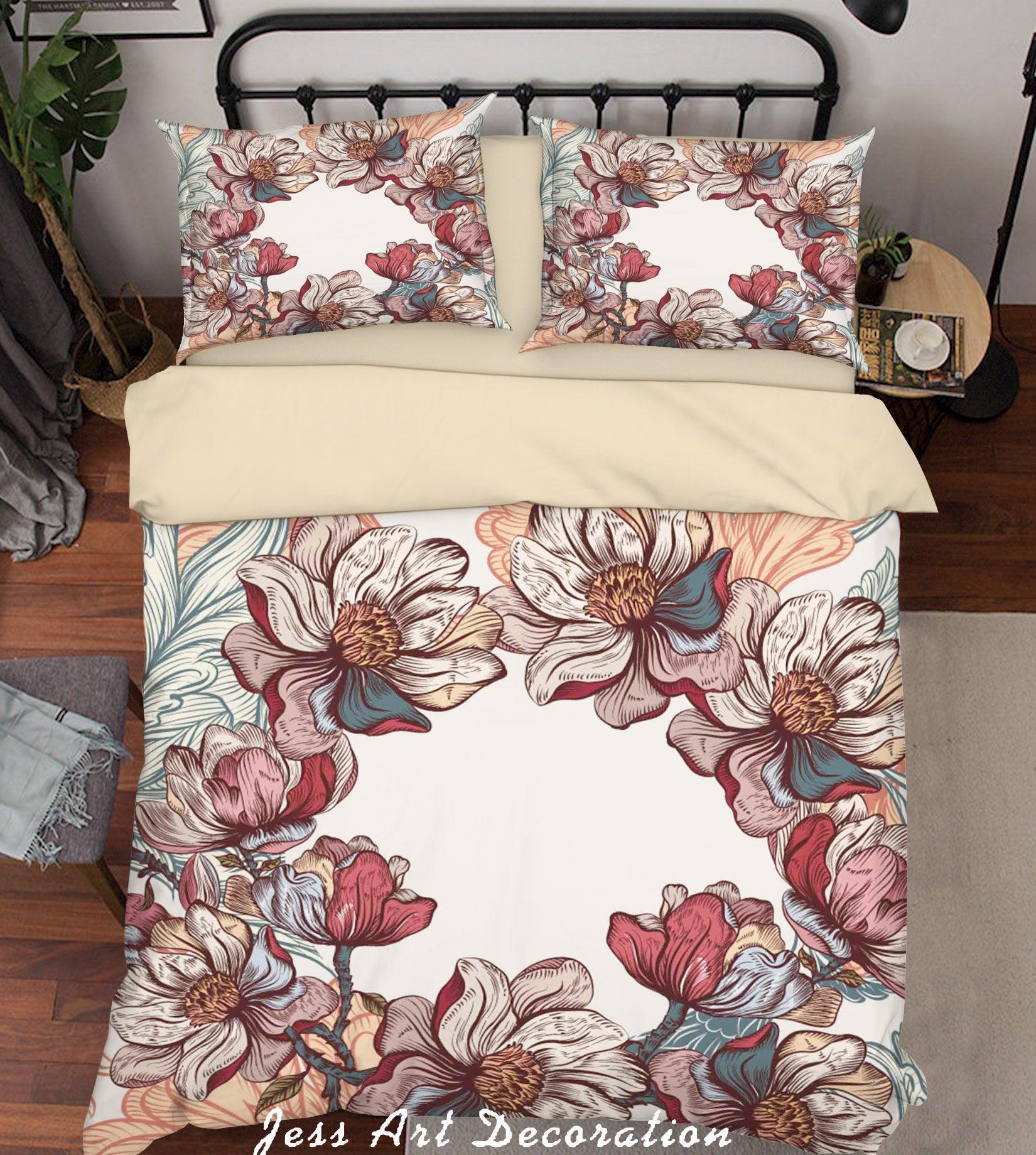 3D Floral Quilt Cover Set Bedding Set Duvet Cover Pillowcases SF89- Jess Art Decoration