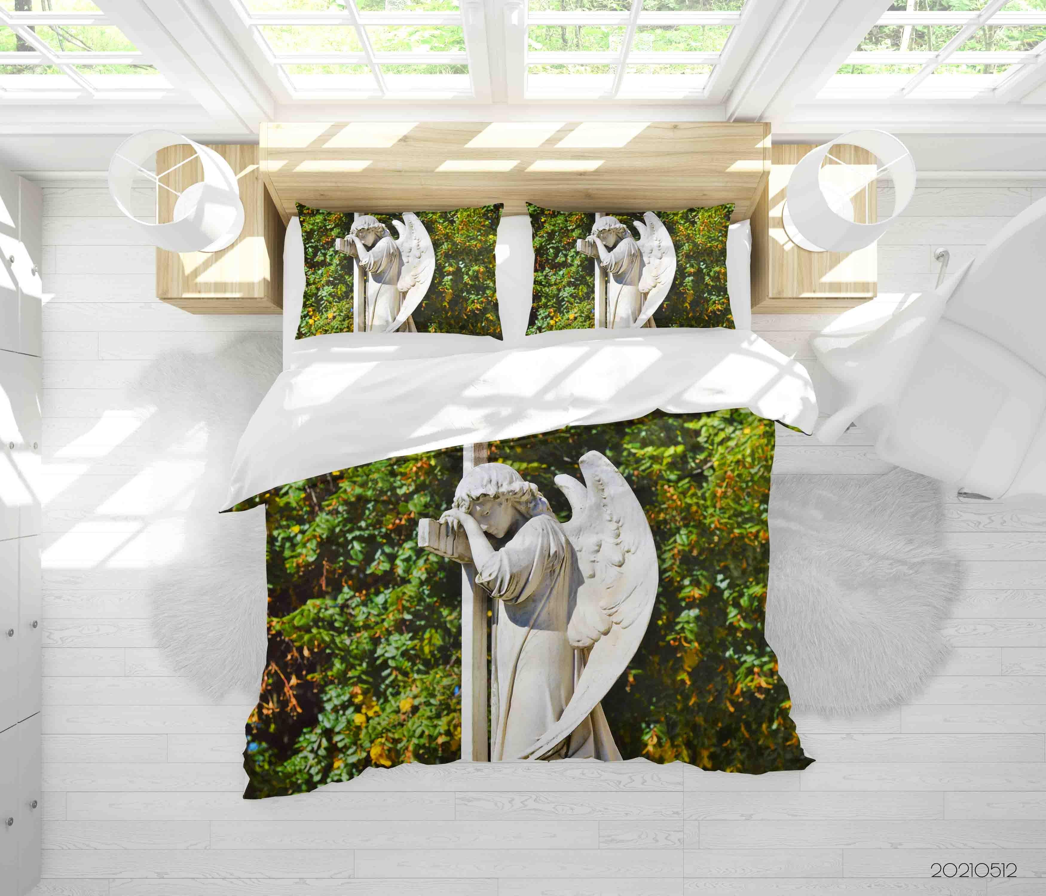 3D Art Angel Sculpture Quilt Cover Set Bedding Set Duvet Cover Pillowcases 199- Jess Art Decoration