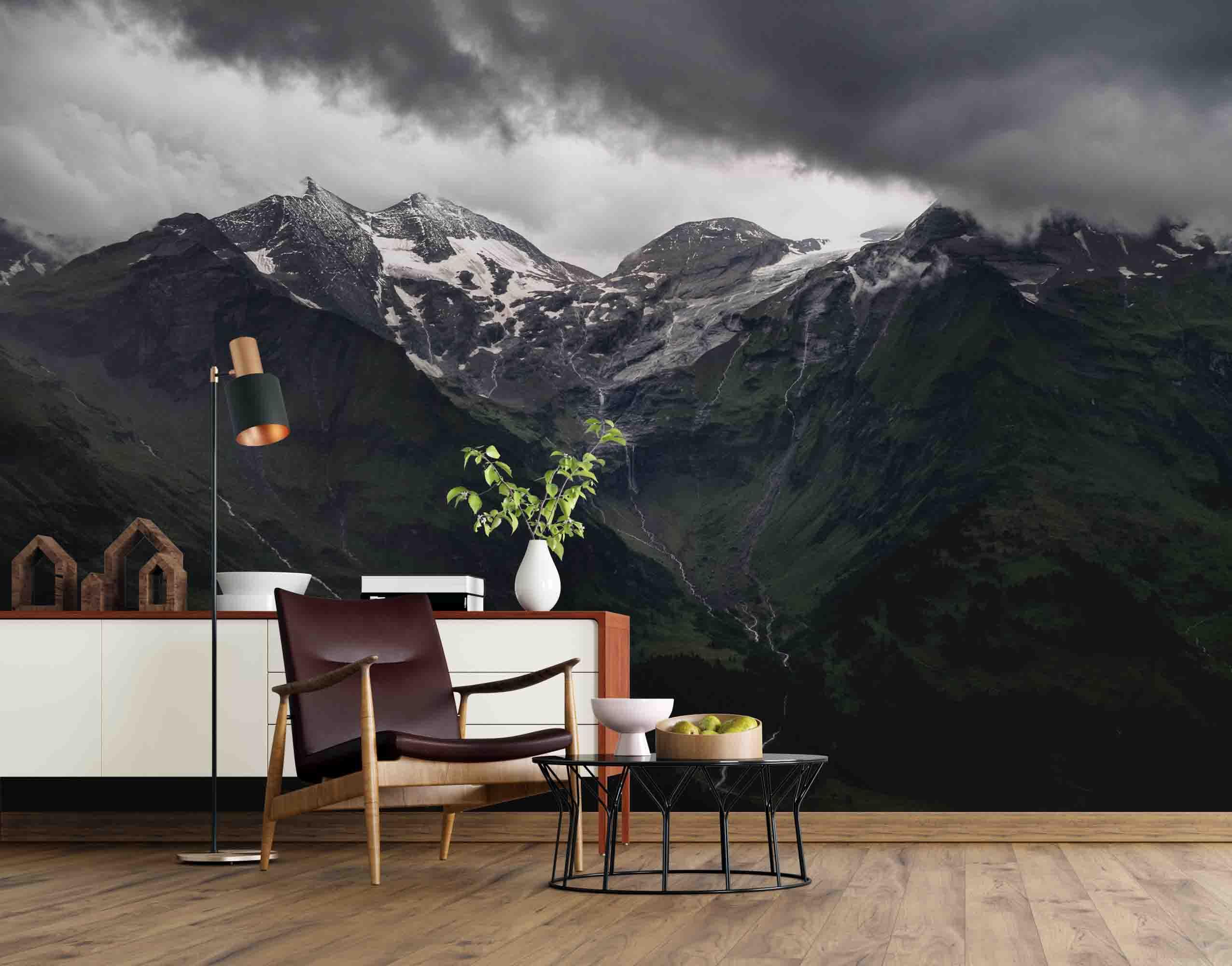 3D Black Cloud Snow Mountain Wall Mural Wallpa  36- Jess Art Decoration