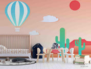 3D Northern Europe Hand-painted Desert Cactus Hot Air Balloon  Wall Mural Wallpaper SWW2479- Jess Art Decoration