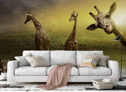 3D Giraffe Green Grass Wall Mural Wallpaper 53- Jess Art Decoration