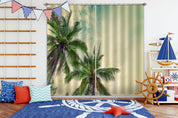 3D Sky Coconut Tree Curtains and Drapes LQH 100- Jess Art Decoration