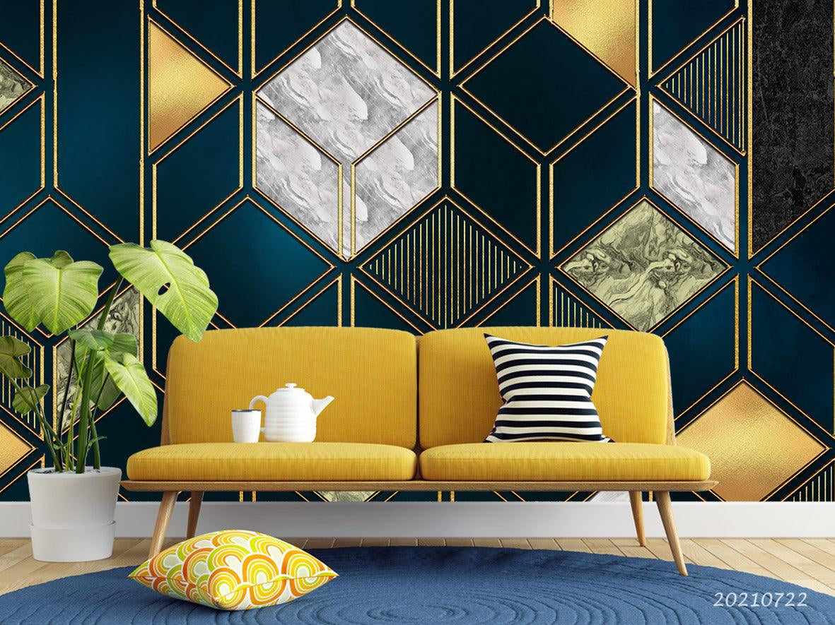 3D Abstract Geometric Marble Texture Wall Mural Wallpaper LQH 354- Jess Art Decoration