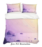 3D Purple Sea Reef Seagull Quilt Cover Set Bedding Set Pillowcases 24- Jess Art Decoration
