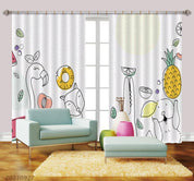 3D Cartoon Pineapple Animal Flamingo Curtains and Drapes LQH 176- Jess Art Decoration