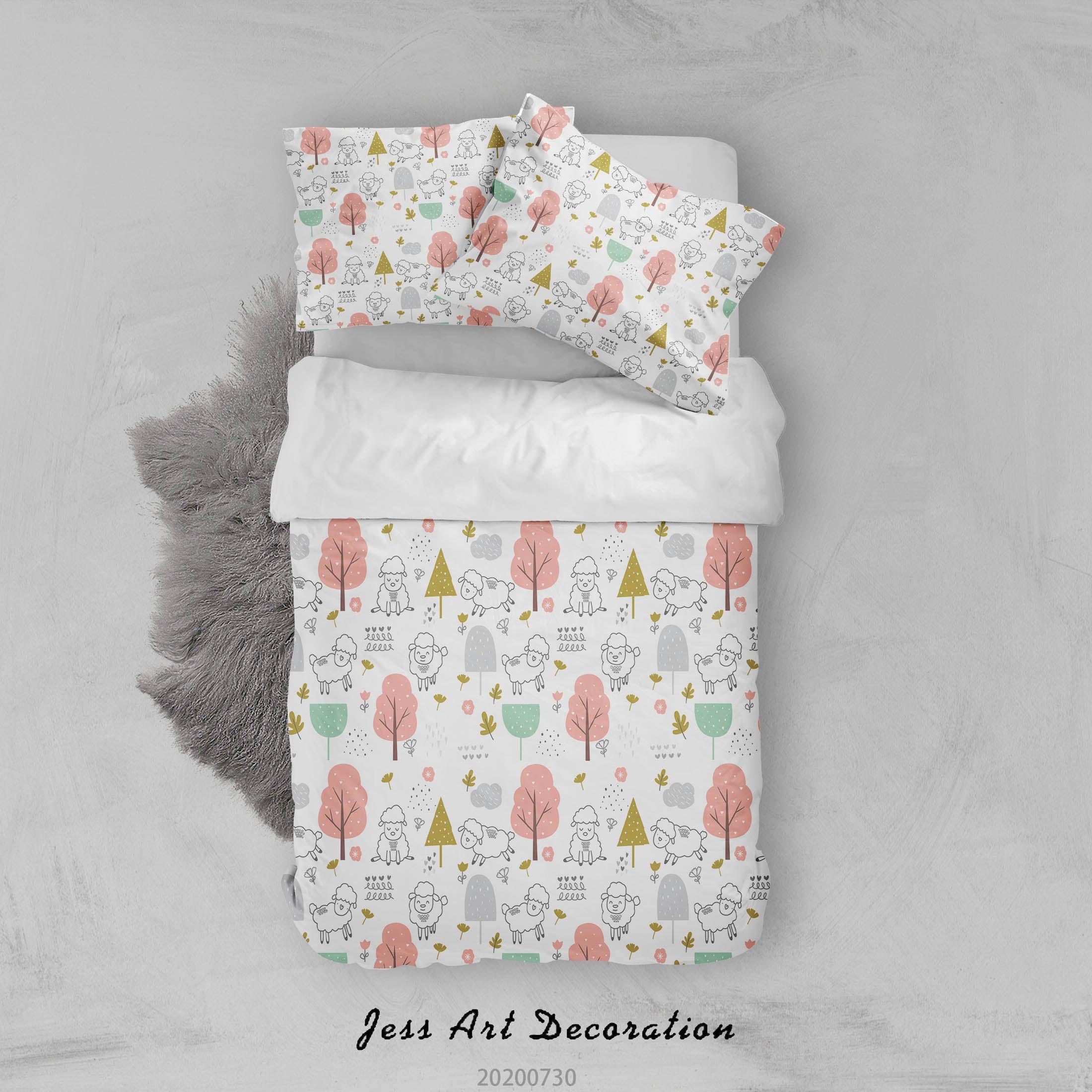 3D Cartoon Colorful Tree Quilt Cover Set Bedding Set Duvet Cover Pillowcases LXL 35- Jess Art Decoration