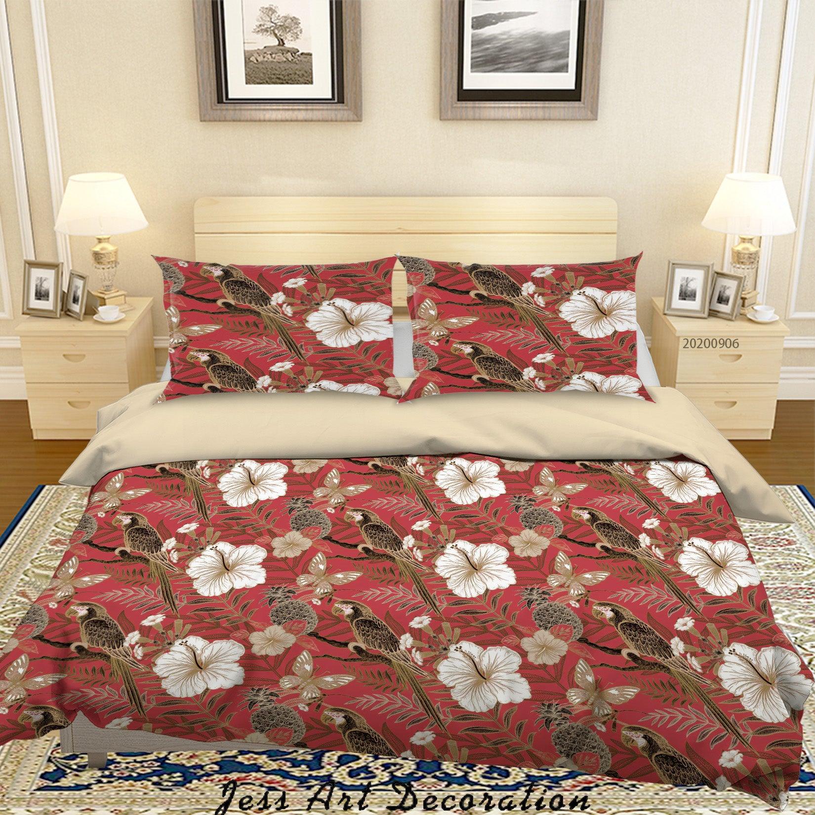 3D Vintage White Leaves Pattern Quilt Cover Set Bedding Set Duvet Cover Pillowcases WJ 3617- Jess Art Decoration