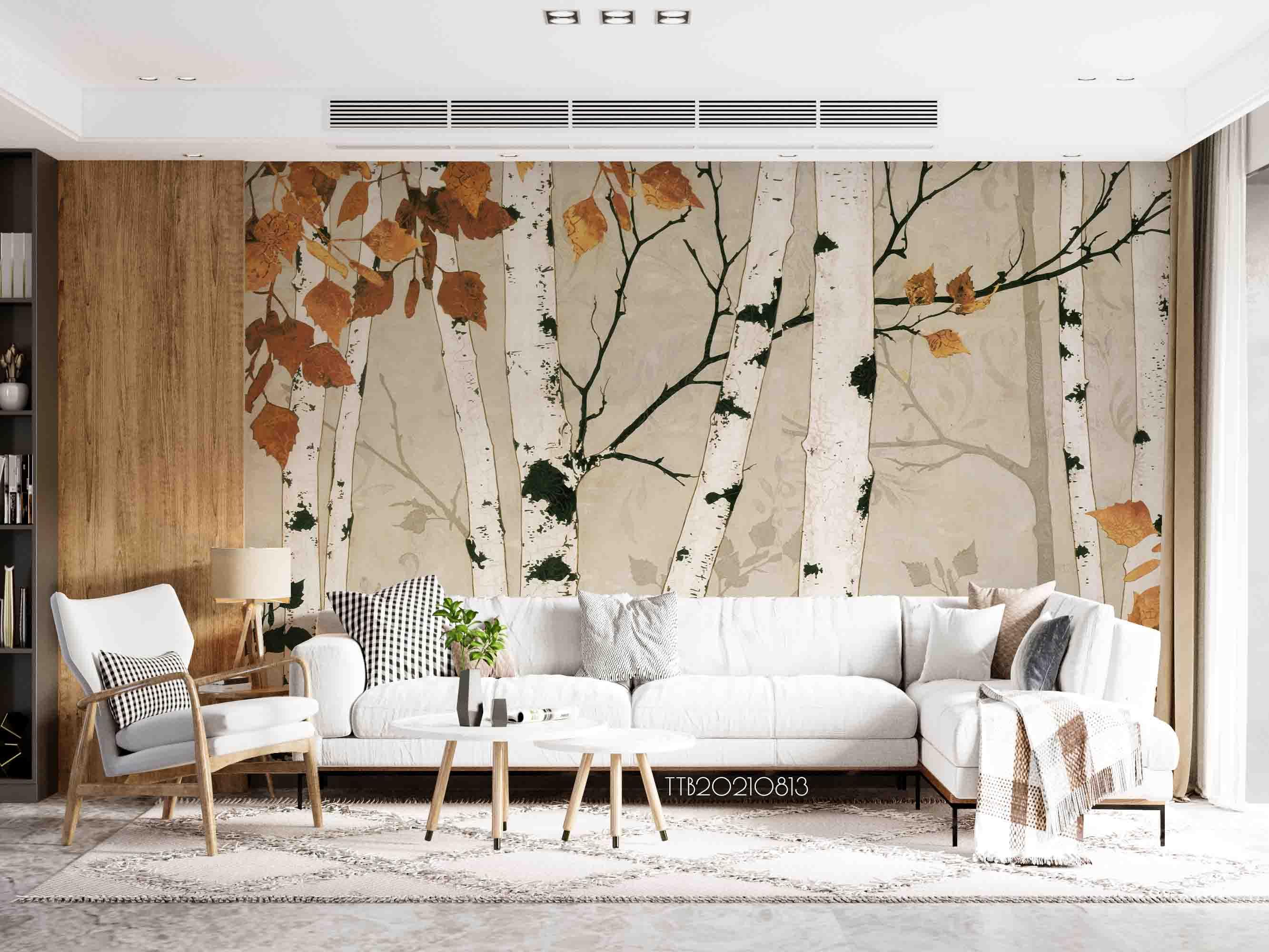3D Autumn Birch Forest Wall Mural Wallpaper SWW5132- Jess Art Decoration