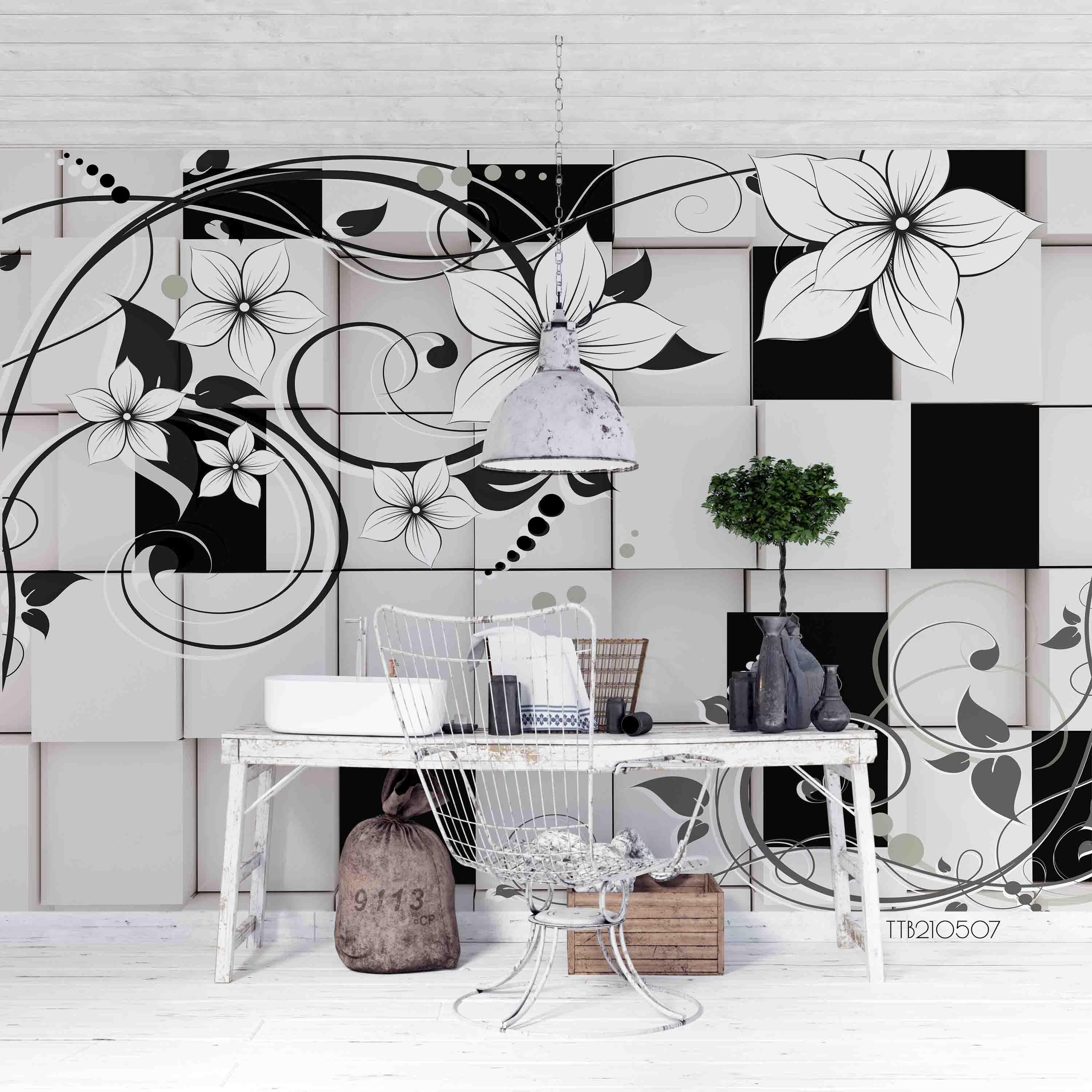 3D Geometric Floral Pattern Wall Mural Wallpaper LQH 75- Jess Art Decoration