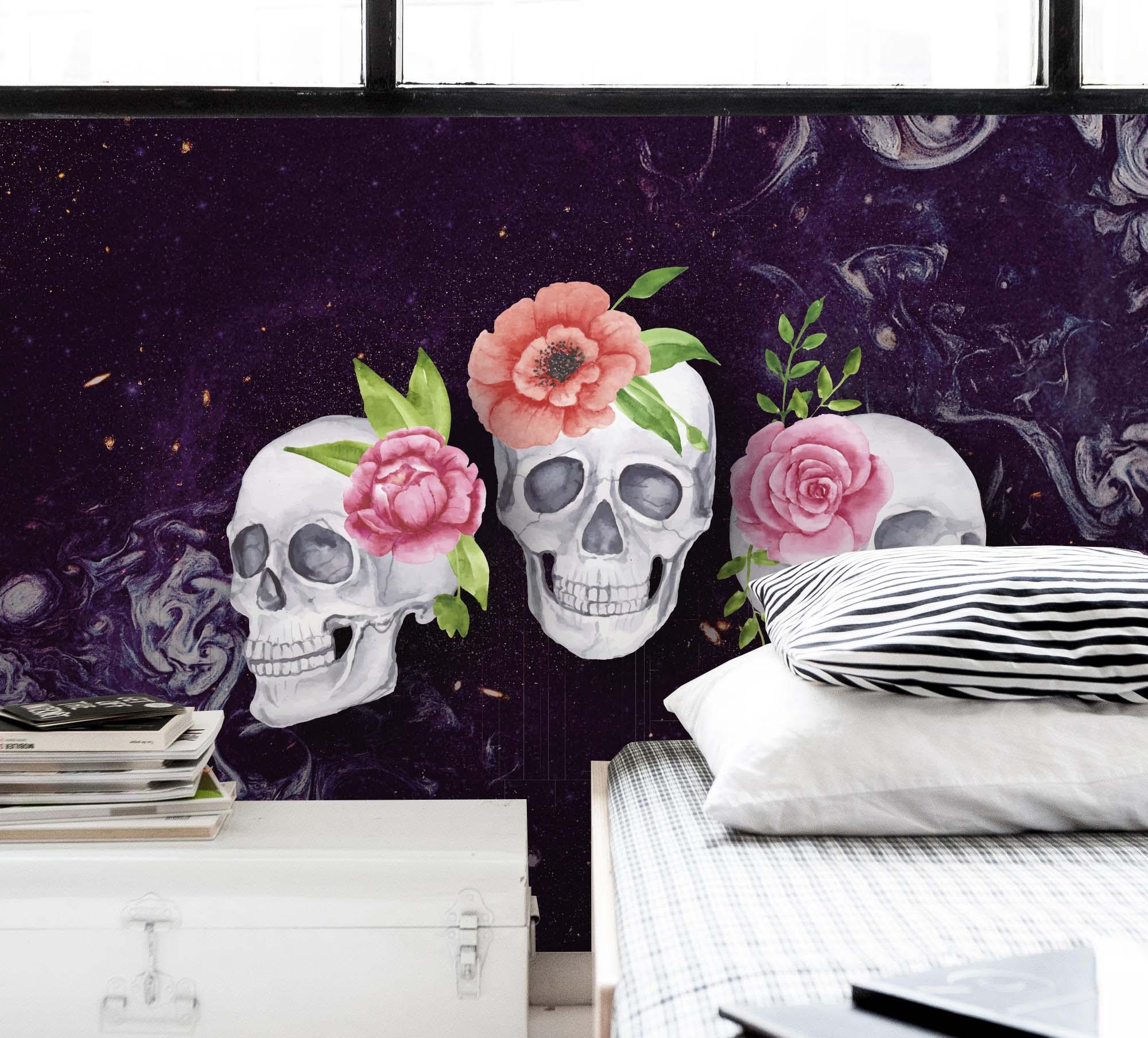 3D Skeleton Flower Wall Mural Wallpaper 62- Jess Art Decoration