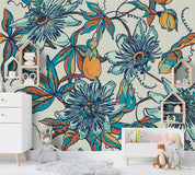 3D Hand Painted Green Flowers Wall Mural Wallpaper 50- Jess Art Decoration