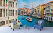 3D Blue Sky White Clouds Waterside Town Wall Mural Wallpaper 66- Jess Art Decoration