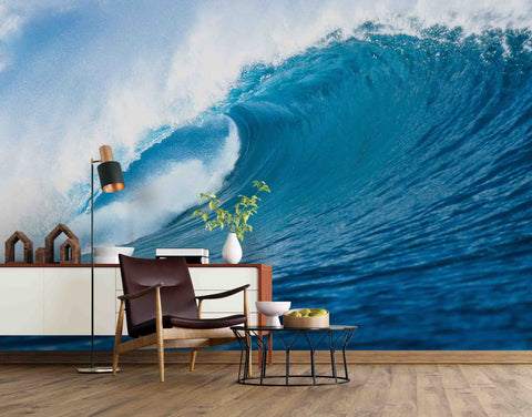 3D Blue Sea Waves Wall Mural Wallpaper best seller D53