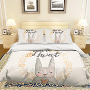 3D Cartoon Rabbit Flower Quilt Cover Set Bedding Set Pillowcases 40- Jess Art Decoration