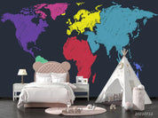 3D Color World Map Wall Mural Wallpaper LQH 394- Jess Art Decoration