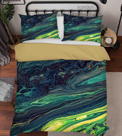3D Abstract Green Marble Texture Quilt Cover Set Bedding Set Duvet Cover Pillowcases 11- Jess Art Decoration