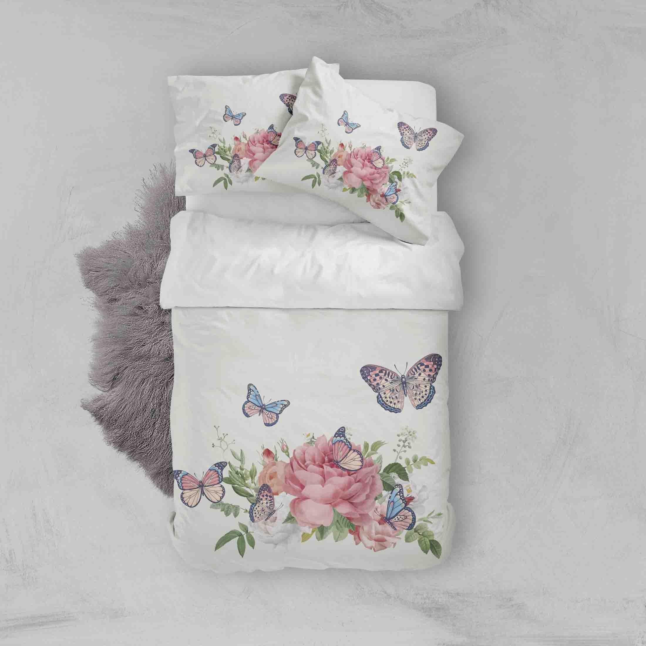 3D Butterfly Flower Quilt Cover Set Bedding Set Duvet Cover Pillowcases SF013- Jess Art Decoration