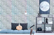 3D Gray Green Floral Circle Wall Mural Wallpaper SF68- Jess Art Decoration
