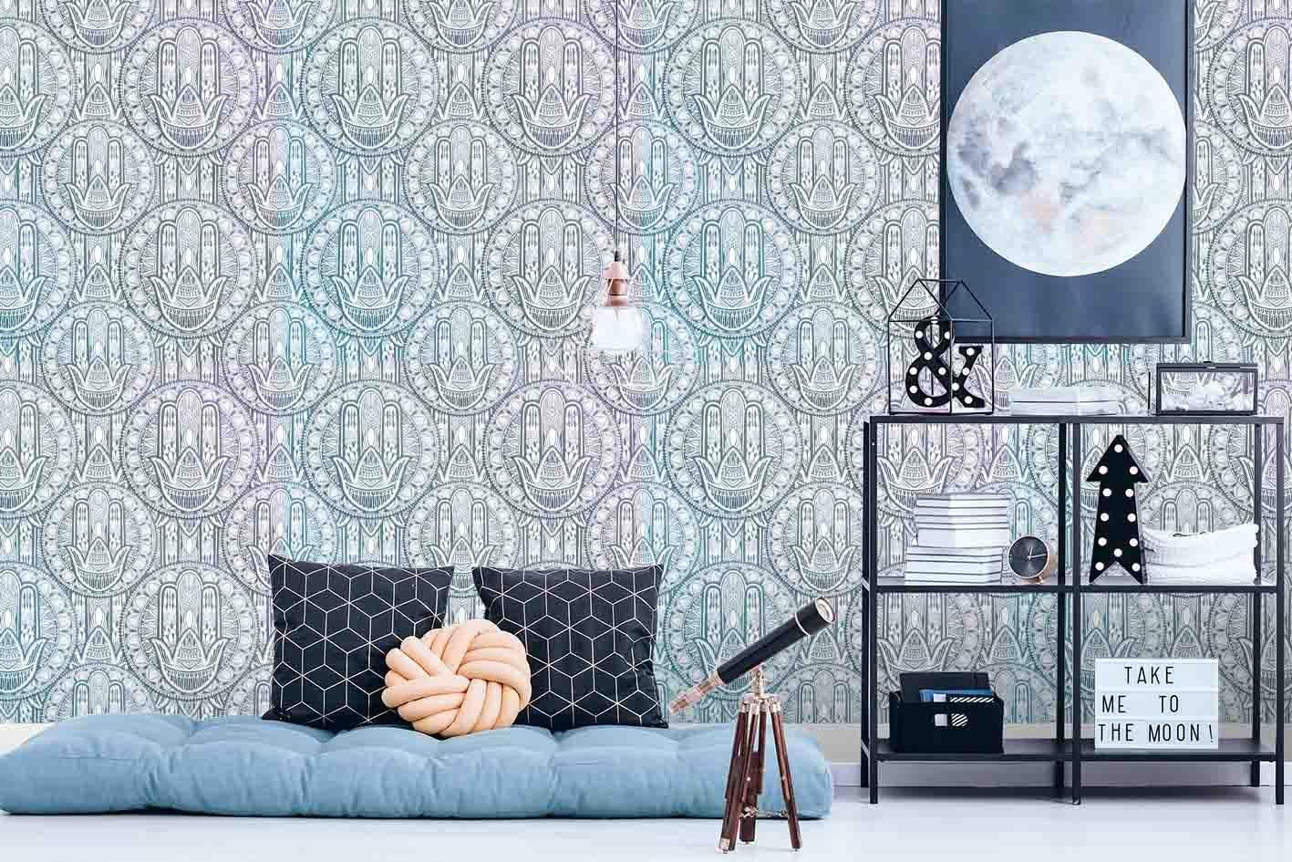 3D Gray Green Floral Circle Wall Mural Wallpaper SF68- Jess Art Decoration