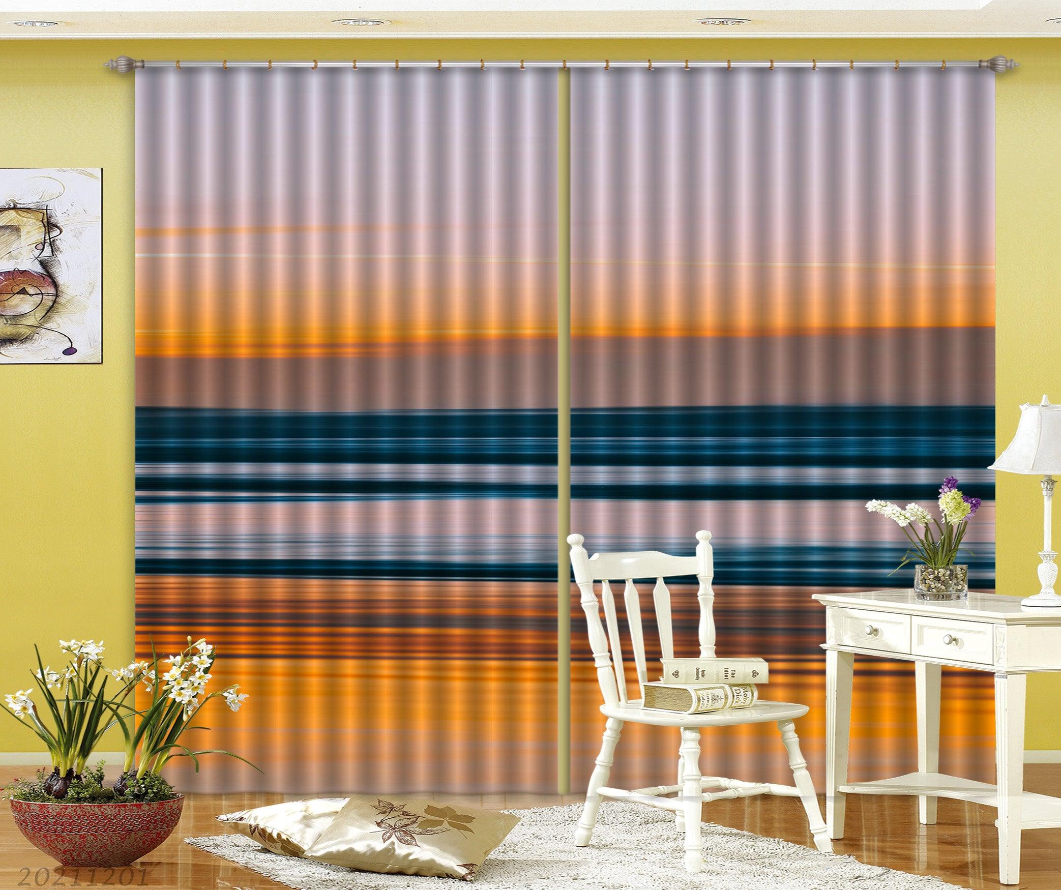 3D Abstract Blue Gold Pattern Curtains and Drapes LLL 99- Jess Art Decoration