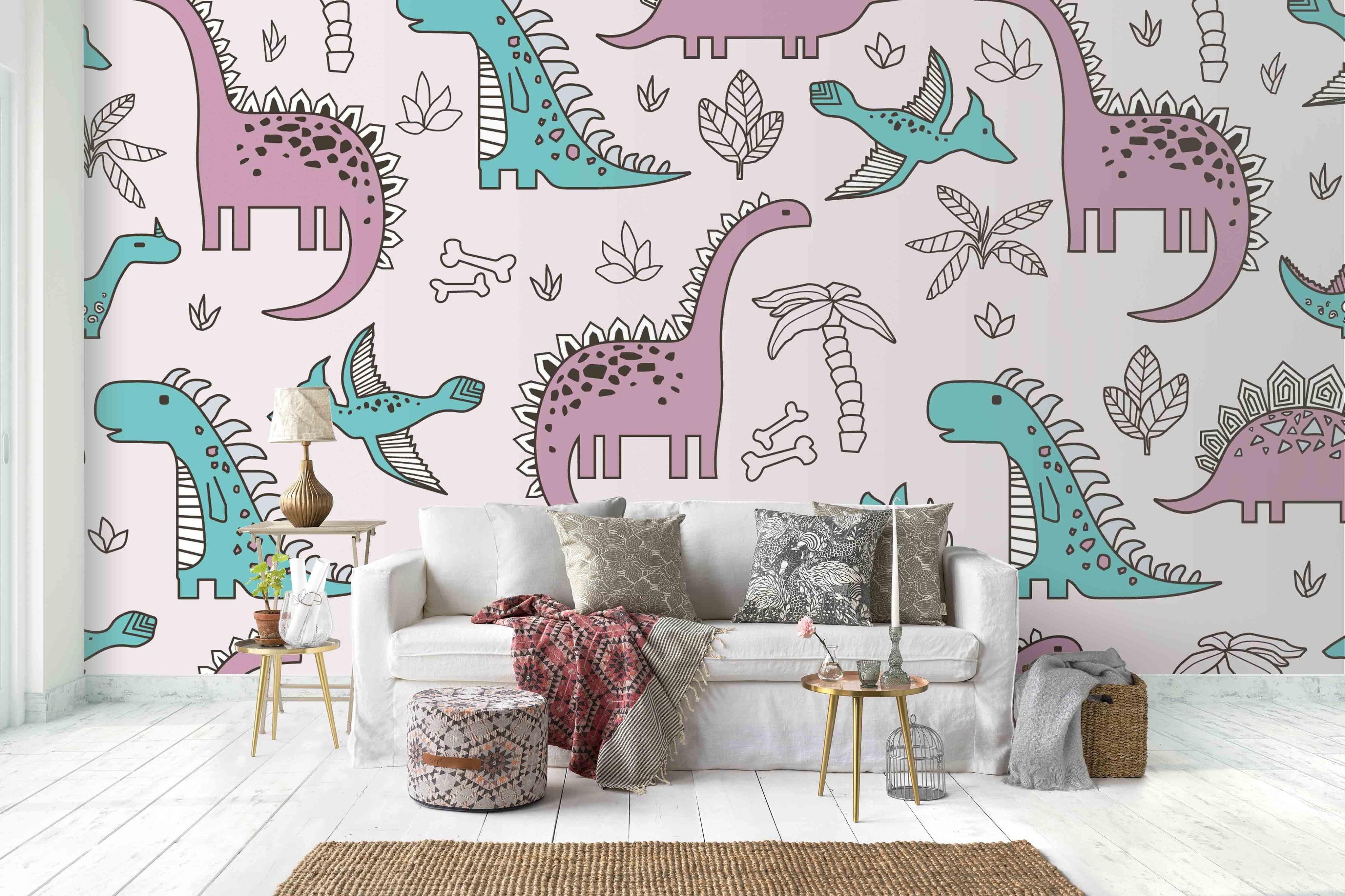 3D Cartoon Color Dinosaur Wall Mural Wallpaper 21- Jess Art Decoration