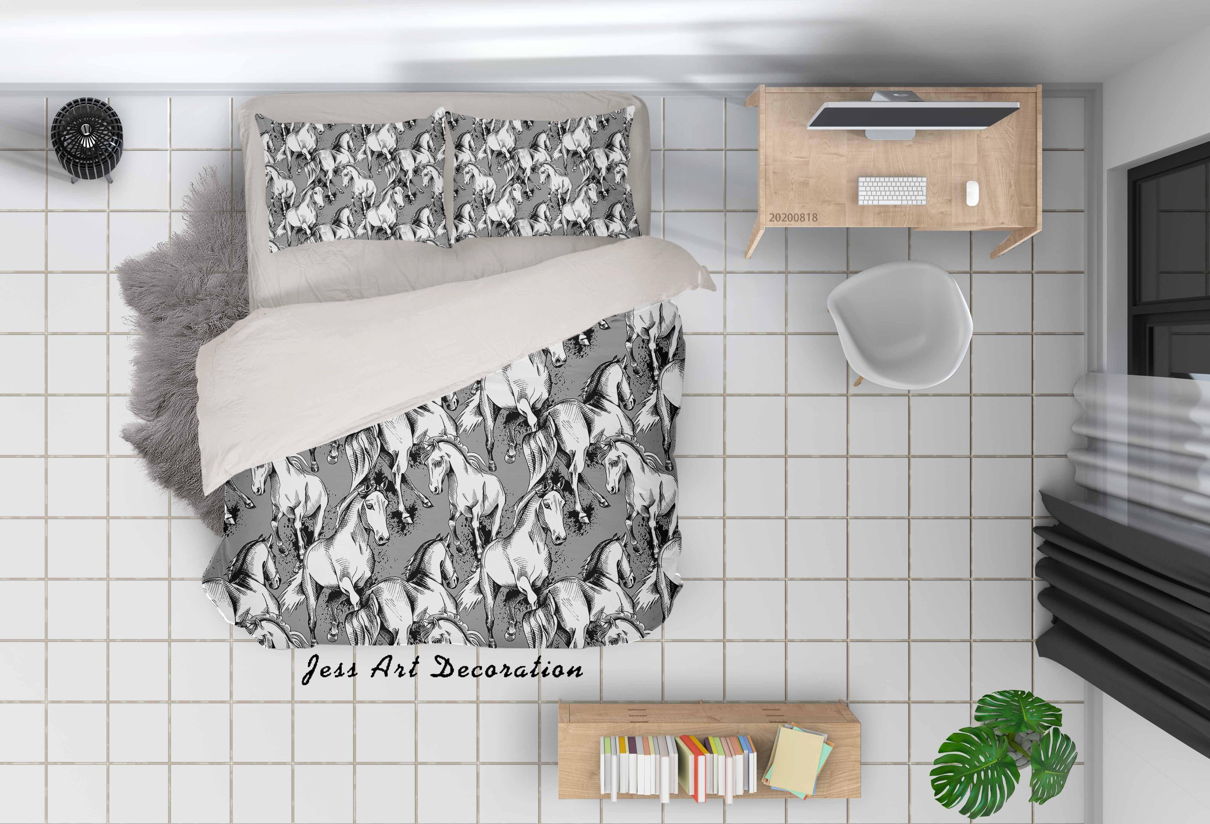 3D Vintage Horse Animal Pattern Quilt Cover Set Bedding Set Duvet Cover Pillowcases LXL- Jess Art Decoration