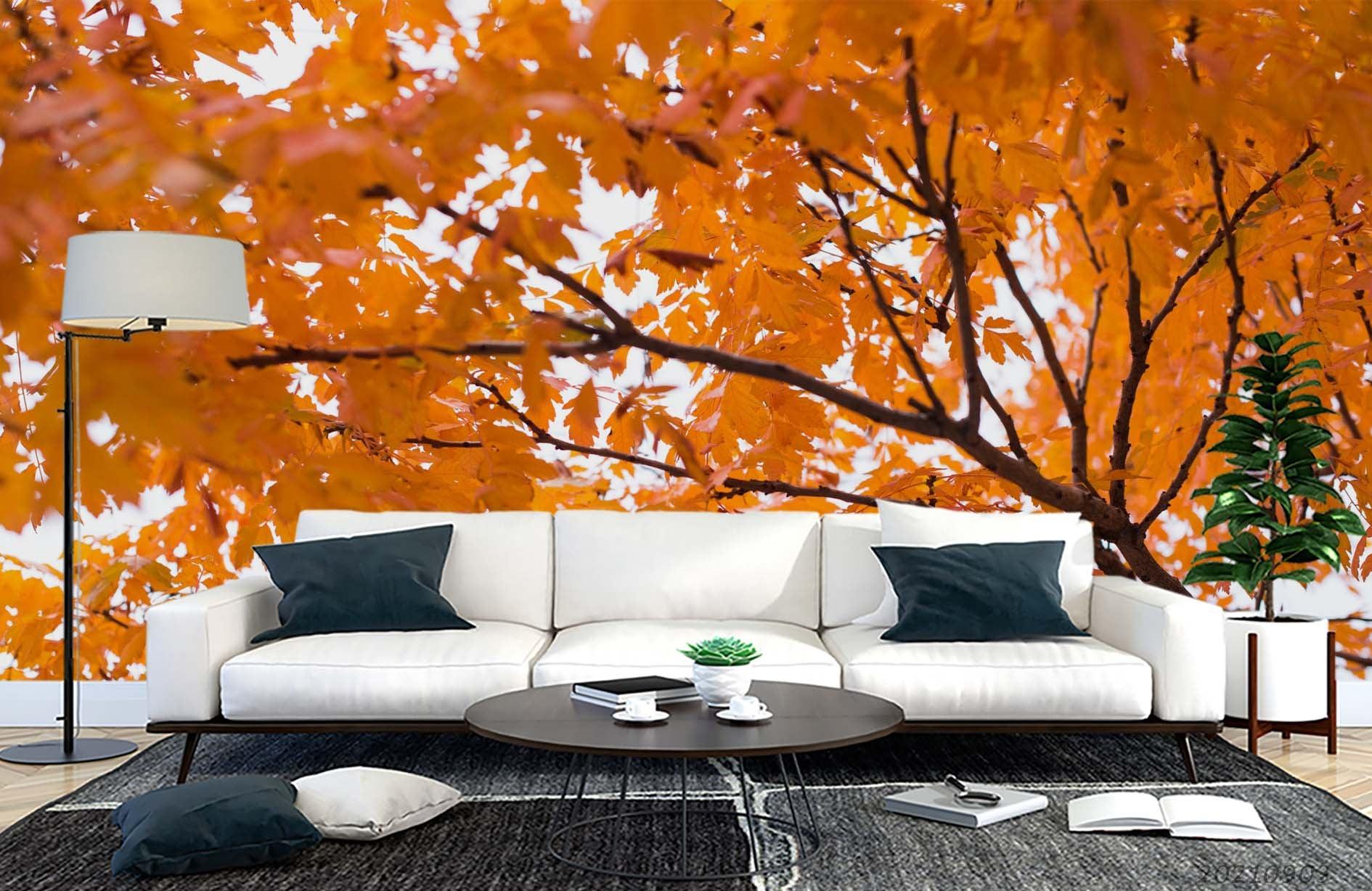 3D Autumn Maple Leaf Wall Mural Wallpaper LQH 305- Jess Art Decoration